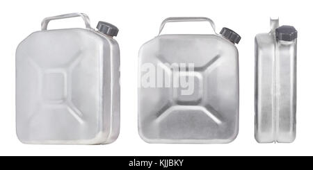 Ensemble de boîtes de métal isolé sur fond blanc Banque D'Images