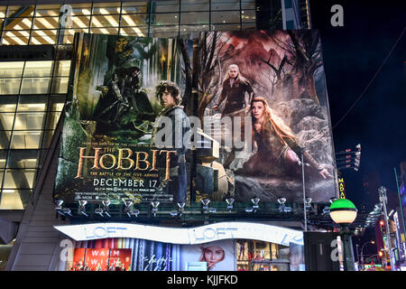 New York, New York - 25 décembre 2014 : l'affiche de film hobbit à new york. Banque D'Images