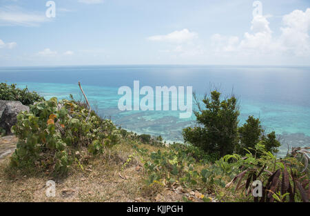 Vue sur le bord de la grande montagne astrolabe reef dans l'océan pacifique sur la côte de dravuni island, fiji Banque D'Images