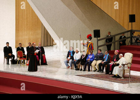 FRATELLO pèlerinage à Rome. Le Cardinal Philippe Barbarin en donnant un discours. L'Italie. Banque D'Images