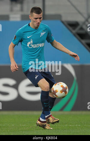 La Russie. 23 nov, 2017. Avant de Dmitry poloz fc zenit au cours de l'UEFA Europa League football match zenit - vardar. Saint Petersburg, le 23 novembre 2017 Crédit : anatoliy medved/pacific press/Alamy live news Banque D'Images