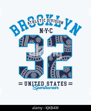 Athletic new york brooklyn t-shirt graphic Illustration de Vecteur