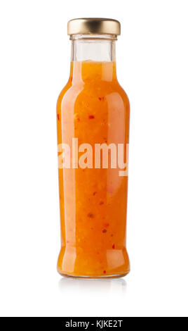 Bouteille de sauce à salade de carottes et de paprika. with clipping path Banque D'Images