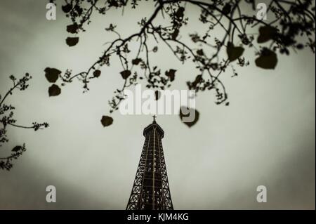 Tour Eiffel - 24/11/2012 - - Tour Eiffel - automne couleur au pied de la Tour Eiffel à Paris - Sylvain Leser / le Pictorium Banque D'Images