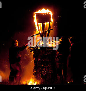 Incendie de la clavie, burghead, Moray, Ecosse Banque D'Images