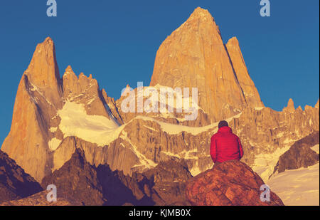 Le mont Fitz Roy dans le parc national Los Glaciares, Argentine Banque D'Images