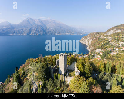 Château de vezio, vue aérienne Banque D'Images