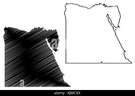 Carte de l'Égypte, d'illustration vectorielle scribble dessinez l'égypte Illustration de Vecteur