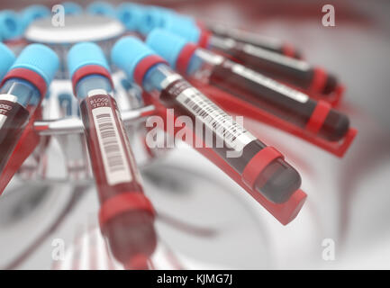 L'équipement de laboratoire de la centrifugation de sang. Notion de droit d'un test sanguin. Banque D'Images