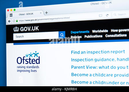 Londres, Royaume-Uni - 17 NOVEMBRE 2017 : La page d'accueil du site web officiel de l'Office for Standards in Education, aire de services et de compétences - la n Banque D'Images