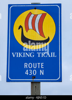 Panneau routier, l'autoroute 430, la Viking Trail, Terre-Neuve, Canada. Banque D'Images