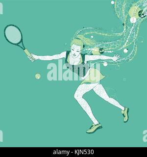 Joueur de tennis avec un sentier graphiques Illustration de Vecteur