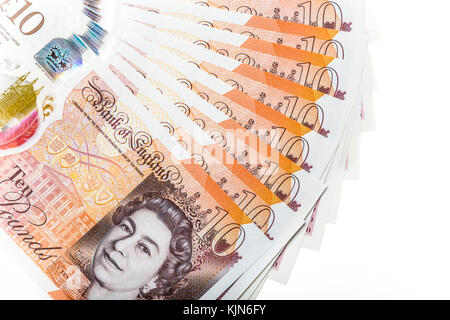 Nouveau polymère £10 pound note Banque D'Images