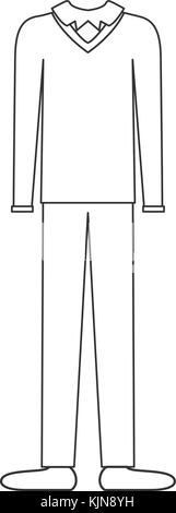 Vêtements hommes chandail et pantalon avec des chaussures et en monochrome silhouette Illustration de Vecteur