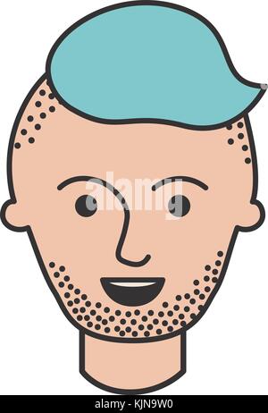 Visage masculin avec une coupe de cheveux et barbe de fondu dans la silhouette colorée Illustration de Vecteur