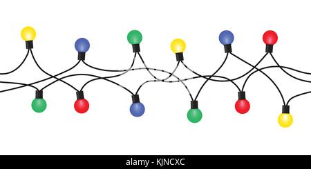 Jeu de lumière de Noël transparente vecteur garland isolé sur fond blanc Illustration de Vecteur