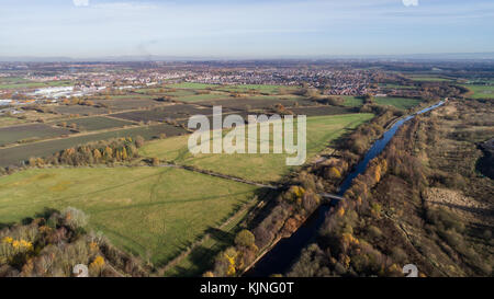 Vue aérienne de Astley Moss, Astley, Greater Manchester, UK Banque D'Images