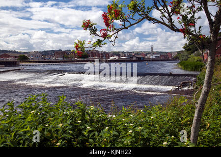 Trews Weir sur River Exe Devon Banque D'Images