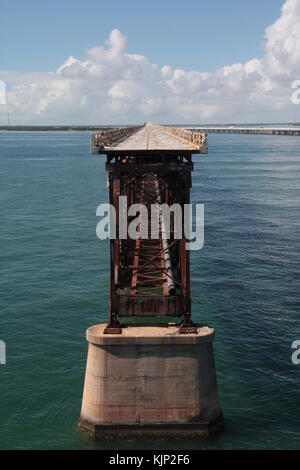 Le vieux pont de interrompue overseas highway, îles Keys, Floride. Banque D'Images