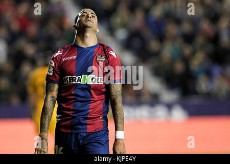 Valence, Espagne. 25Th nov, 2017. alexander mesa, nano de levante ud au cours de l'espagnol la liga match entre levante ud vs at. de Madrid au stade ciutat de Valencia le 25 novembre 2017. crédit : gtres información más comuniación sur ligne, s.l./Alamy live news Banque D'Images