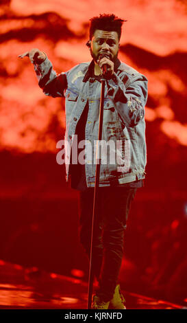 'The Weeknd - Starboy: Legend of the Fall 2017 World Tour' à AmericanAirlines Arena avec: The Weeknd Where: Miami, Florida, Etats-Unis quand: 24 Oct 2017 Credit: JLN Photography/WENN.com Banque D'Images