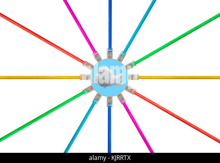 La disposition des câbles Cat5 isolées pour illustrer les connexions internet Banque D'Images