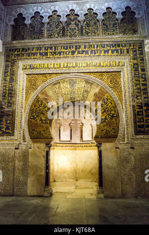 La prière islamique, mihrab, niche, Mosque-Cathedral Mezquita-Catedral. Cordoue, Andalousie, Espagne Banque D'Images