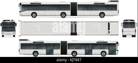Vecteur de bus maquette pour la publicité, l'identité de l'entreprise. transport de voyageurs isolés sur le modèle blanc. véhicules immersive. Illustration de Vecteur