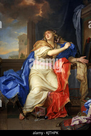 Peinture de Sainte Marie Madeleine à renoncer à la vanité du monde. Par Charles le Brun 1619-1690 peintre français Banque D'Images