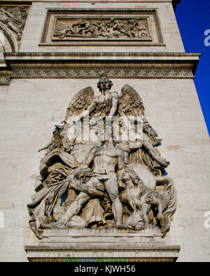 Close up of Arc de Triomphe la sculpture à Paris, France Banque D'Images