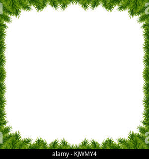 Vecteur de fond avec des branches d'arbres de Noël et de l'espace pour le texte. Sapin réaliste-tree border, cadre isolé sur blanc. Super pour les cartes de noël, bann Banque D'Images