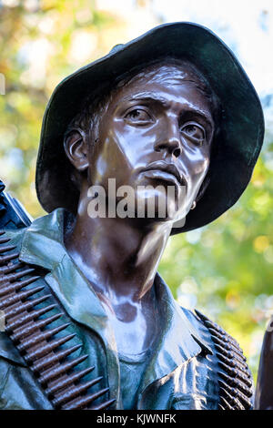 Détail des trois soldats (les trois militaires) de la statue, la Vietnam Veterans Memorial, le National Mall, Washington, D.C., États-Unis d'Amérique, USA. Banque D'Images