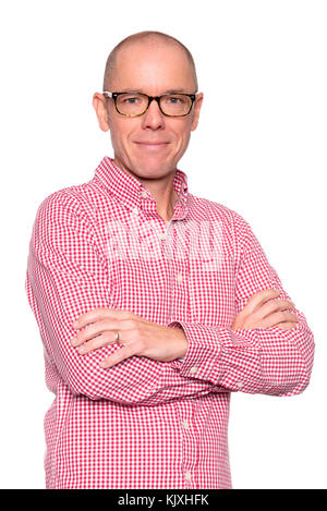 Studio photo de a smiling man in front of white background Banque D'Images