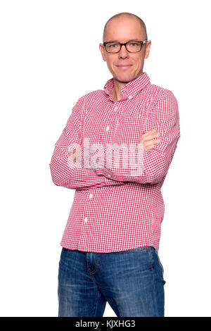 Studio photo de a smiling man in front of white background Banque D'Images