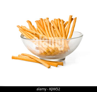 Bâtonnets de bretzel salé isolé sur fond blanc. with clipping path Banque D'Images