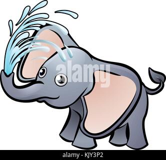 Personnage de dessin animé Elephant Safari Animals Illustration de Vecteur