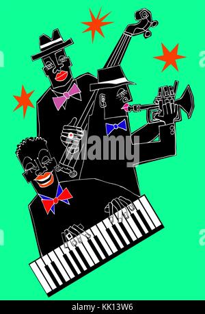 Vector illustration d'un groupe de jazz sur un fond coloré Illustration de Vecteur