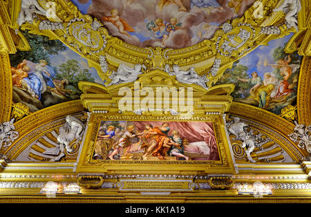 Très décoratif plafond dans le palais Pitti Palace, Florence, Italie Banque D'Images