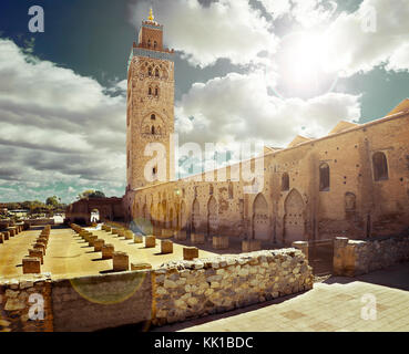 Concept de voyage dans le monde entier.Koutoubia, Marrakech, Maroc. Banque D'Images