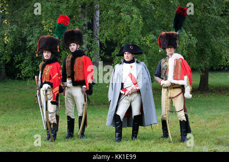 Napoléon Bonaparte, empereur des Français (1769-1821) avec l'Chasseurs à cheval de la garde impériale à Rueil-Malmaison, France Banque D'Images