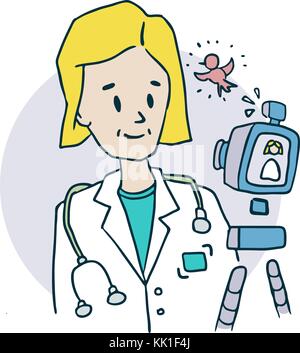 Girl docteur fait selfies Illustration de Vecteur