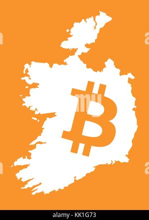 Carte d'Irlande avec illustration symbole de devise crypto bitcoin Illustration de Vecteur