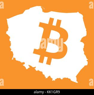 Pologne carte crypto bitcoin avec illustration symbole monétaire Illustration de Vecteur