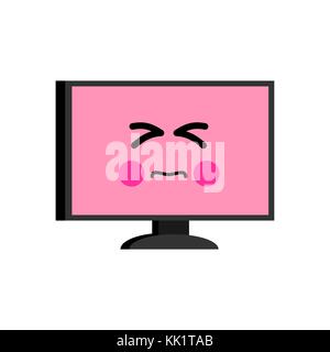 Le stress de l'ordinateur. pc emoji tendu. visage rouge. vector illustration Illustration de Vecteur