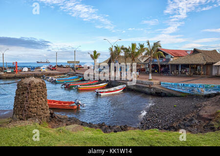 Caleta Hanga Roa, Fishermans Wharf, Hanga Roa, l'île de Pâques (Rapa nui), Chili Banque D'Images