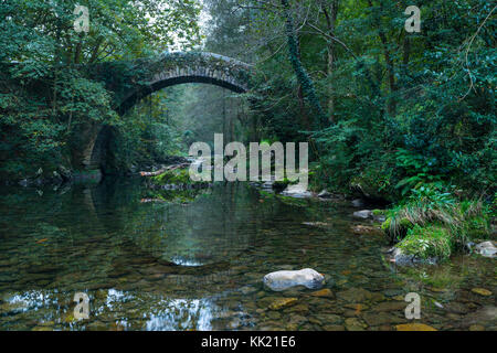 Puente Romano estilo barroco siglo xviii, mirones, miera vallée, valles pasiegos, Cantabria, Spain, Europe Banque D'Images