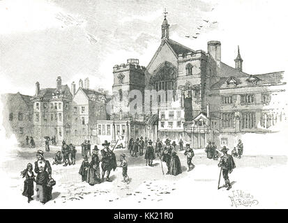 Westminster Hall et Palace yard, à l'époque de Charles I Banque D'Images