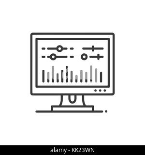 Au mixage studio d'enregistrement - conception ligne icône simple isolée. Illustration de Vecteur