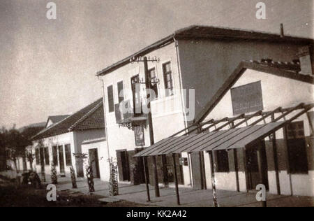 Cette photographie d'Udovo, prise en 1931, capture le paysage serein du village. L'image met en évidence la simplicité de la vie rurale au début du XXe siècle, offrant un aperçu historique d'une petite ville de la région. Banque D'Images