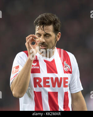 Koeln, Deutschland. 26 novembre 2017. Claudio PIZARRO (K) geste, geste, Fussball 1. Bundesliga, 13 ans. Spieltag, FC Cologne (K) - Hertha BSC Berlin (B), AM 26.11.2017 à Koeln/ Allemagne. |utilisation dans le monde entier crédit : dpa/Alamy Live News Banque D'Images